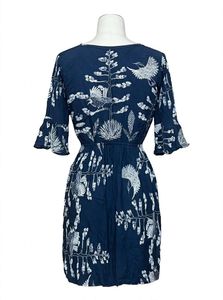 Navy Blue Floral Print Mini Dress