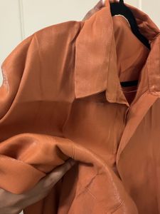 Coord Set Orange Satin Shirt and Shorts