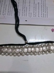 Oxidized Silver Pearl Choker Necklace