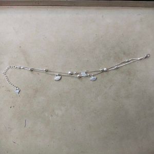 92.5 silver Elegant Ginkgo Leaf Layered Anklet 1