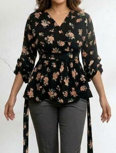 Floral Print Peplum Top
