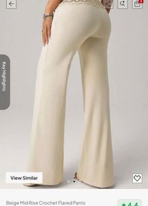 Cream Crochet Waist Flared Pants
