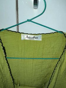 Lime Green Textured Kurta