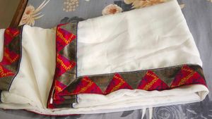 Elegant White Saree with Colorful Border