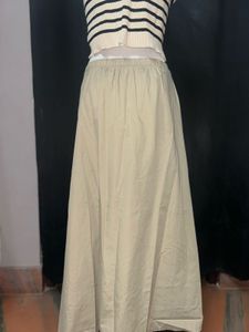 Classic Beige Pleated Maxi Skirt