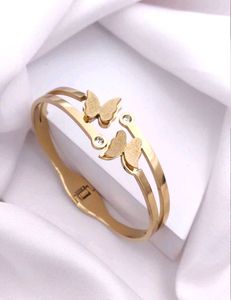 Anti-Tarnish Gold Butterfly Bangle Bracelet
