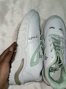 White Sneakers with Cute Eyelash Design