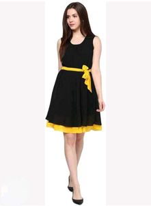 Women's Georgette Black Yellow Western Tunic