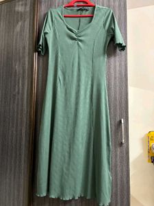 Green Ribbed Midi Dress