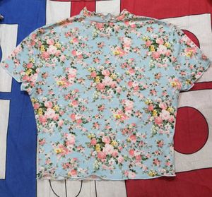 Floral Mock Neck T-Shirt