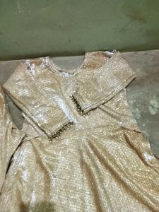 Sparkling Golden Kurta Set with paint