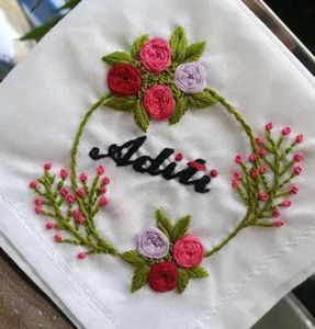floral Hand-Embroidered handkerchiefs  coustmizati