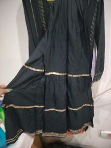 Black Embroidred Party Wear Kurta And Sharara Set