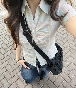 Korean Pinterest Classic Stripped Ruffled Shirt