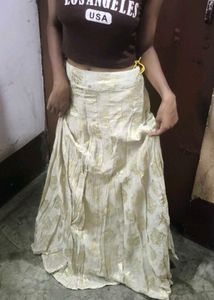 Elegant Gold Print Maxi Skirt