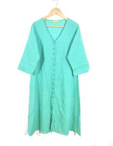 Rama Green V Neck 3/4th Sleeves Kurta (Women's)