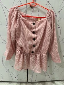 Chic Pink Peplum Blouse