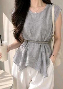 New with tag Korean Elegant Grey Sleeveless Peplum
