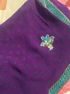 Purple Embroidered Saree