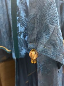 Blue Embroidered Kurta with attached ghagra