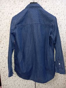 TEENIE WEENIE Blue Denim Shirt with Subtle Pattern