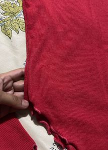 Chic Red Long Sleeve Top