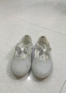 Sparkly Silver Flats with Bow