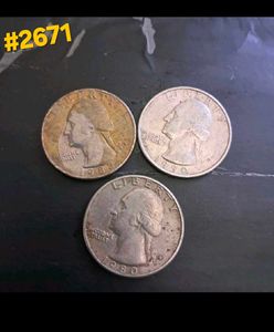 3 Vintage Quarter Dollars