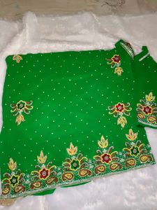 Green Embellished Saree with blouse