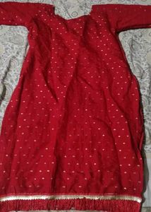 Beautiful Red Kurta with Gold Embellishments