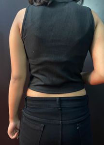 Y2k black ribbed tank top