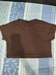 Brown Graphic Crop T-Shirt