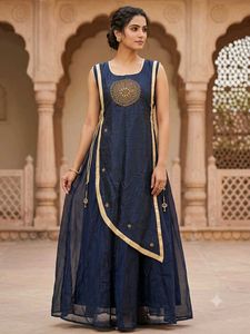 Elegant Navy Blue Ethnic Gown