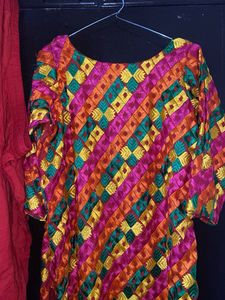 Vibrant Phulkari Kurta Set