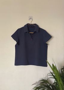 Navy Blue Top with Collar