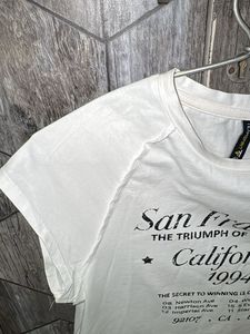 White Graphic Print Crop Top