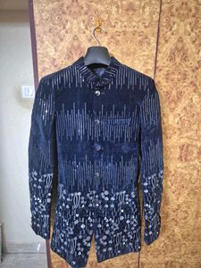 Embroidered Velvet Bandhgala Jacket, Size-S