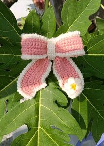 Crochet Pink Bow Hair Clip