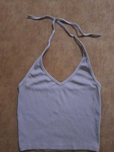 Cute Ribbed Halter Neck Crop Top