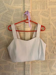 Stylish Beige Crop Top with Printed Skirt Set