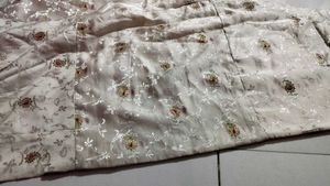 Teal Printed &amp; off white banarsi suit