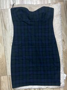 zara Plaid Strapless Mini Dress