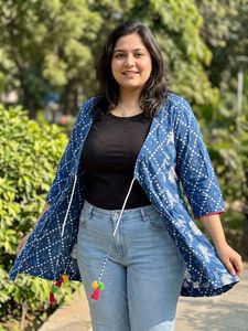 Stylish Indigo Print Shrug/Jacket