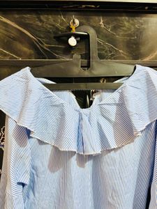 Chic Striped Ruffle Off-Shoulder Top