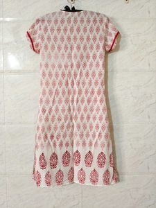 Red Print Short Sleeve Dress