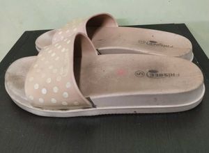Frisbee Beige Polka Dot Casual Sliders for Women