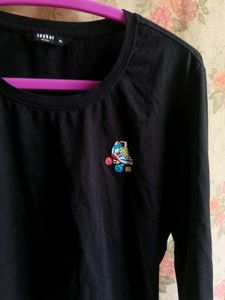 Black Roller Skate Long Sleeve Crop Top