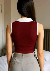 Green Collared Crop Top