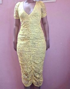Yellow Lace Bodycon Dress