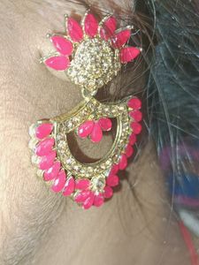 Red &amp; Gold Statement Earrings